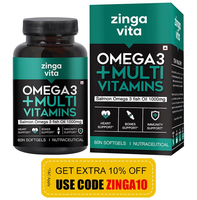 Omega 3 Fish Oil with Multivitamin Soft Gelatin Capsule for Heart, Bone & Immunity Support