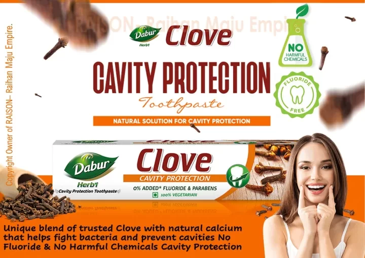 Dabur Herb'l Clove Cavity Protection Toothpaste - 45g | No added Fluoride & Parabens | For Strong & Healthy Teeth | Fights Bacteria & Relieves Dental Pain | Provides Pleasant Mouthfeel After Brushing