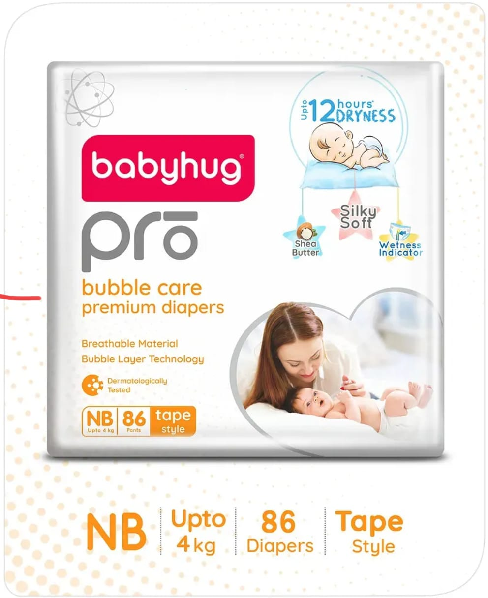 Babyhug Pro Bubble Care Premium Pant Style Diaper New Born (NB) Size - 70 Pieces