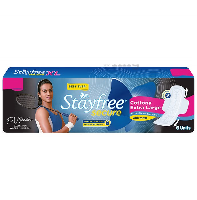 Stayfree Secure Sanitary Pads with Wings | Size XL