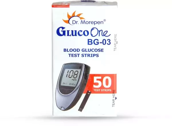 Dr. Morepen Gluco One Bg 03 Glucometer Test Strips Box Of 50 With Free Sapphire 25 Lancets