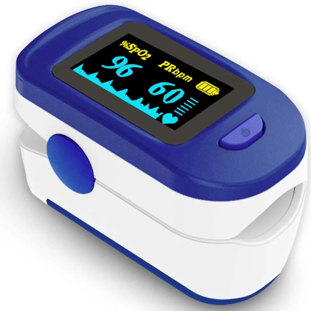 Fingertip Pulse Oximeter Blood Oxygen Saturation Monitor with Silicone Cover, Batteries and Lanyard