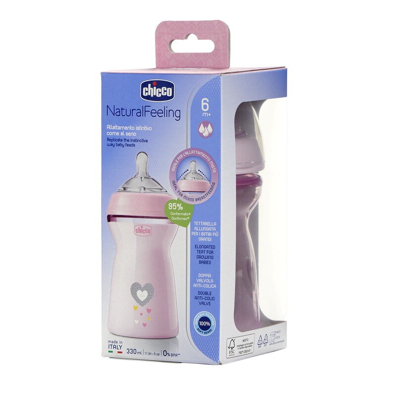 Natural Feeling Feeding Bottle (330ml, Slow) (Pink)