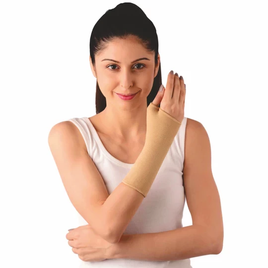 Elastic Pullover Wrist Support for Forearm & Carpal | Helps to Improve Blood Flow & Reduce Stiffness (Beige)