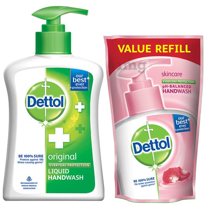 Dettol Original Liquid Handwash 200ml with Sensitive Liquid Handwash Refill 175ml