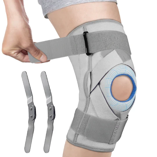 Neoprene Hinged Knee Stabilizer | Ideal moderate support for knee stability with lateral and medial hinges| Color - Grey (Single Piece)